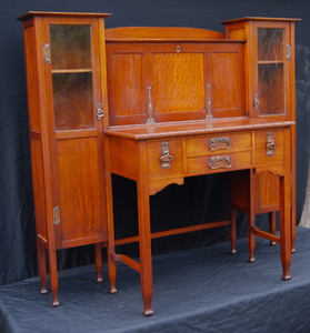 Fine Arts and Crafts Drop Front Secretary Bookcase. Excellent original finish. European. Stickley era. 